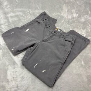 Carhartt Mens Relaxed Fit‎ Work Pants Gray Canvas Paint Splatter Size 32x30